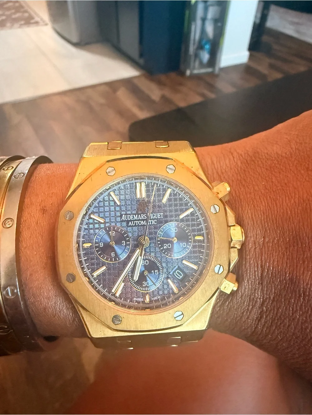 AP Similar Automatic Gold Chronograph Watch - Gold/Blue